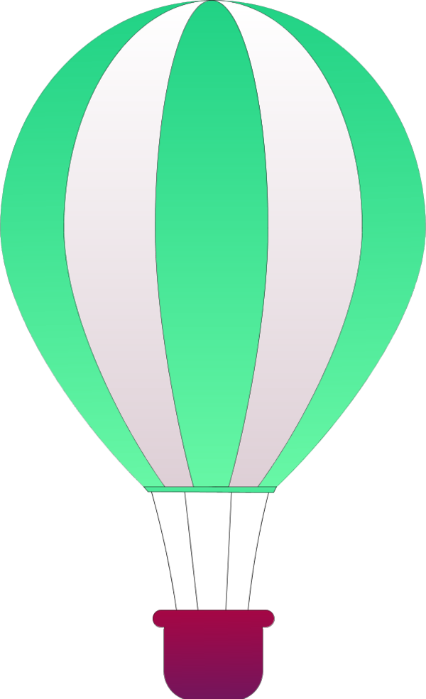 Large Vertical Striped Hot Air - 1 Hot Air Balloon Clip Art (600x985), Png Download
