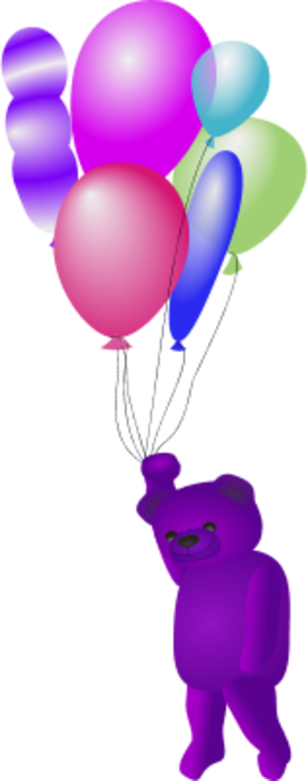 Teddy Bear With Balloons Vector Clip Art Clipart - Balloons Gif Png (600x1519), Png Download