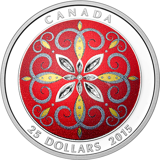 Fine Silver Ultra-high Relief Coloured Coin Christmas - 2015 Fine Silver 25 Dollar Coin - Christmas Ornament (570x570), Png Download