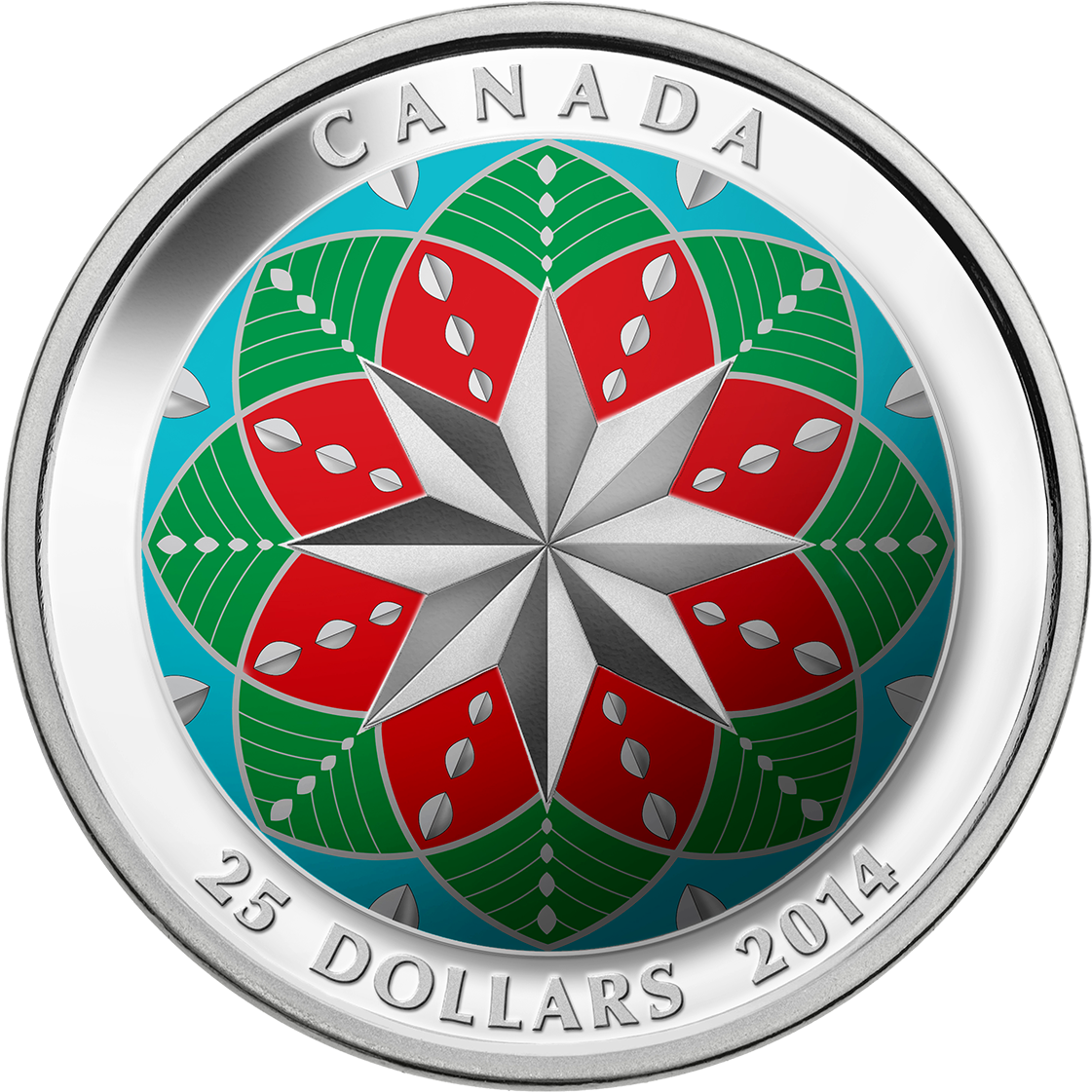 Canada 2014 Christmas Ornament Ultra-high Relief Coloured - 2014 Fine Silver 250 Dollar Coin - Christmas Ornament (1198x1166), Png Download