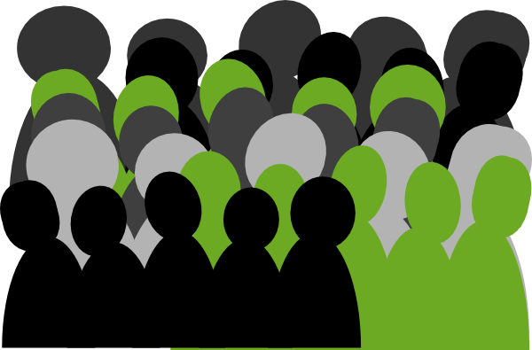Gray, Black Crowd Clipart (600x395), Png Download