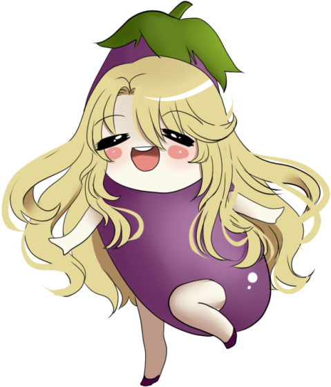 A Special Doodle Gift For Eggplant Senpai @rikashyeon - Cartoon (500x561), Png Download