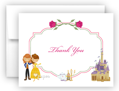 Beauty & The Beast Thank You Cards Note Card Stationery - Beauty And The Beast Thank You Cards (480x365), Png Download