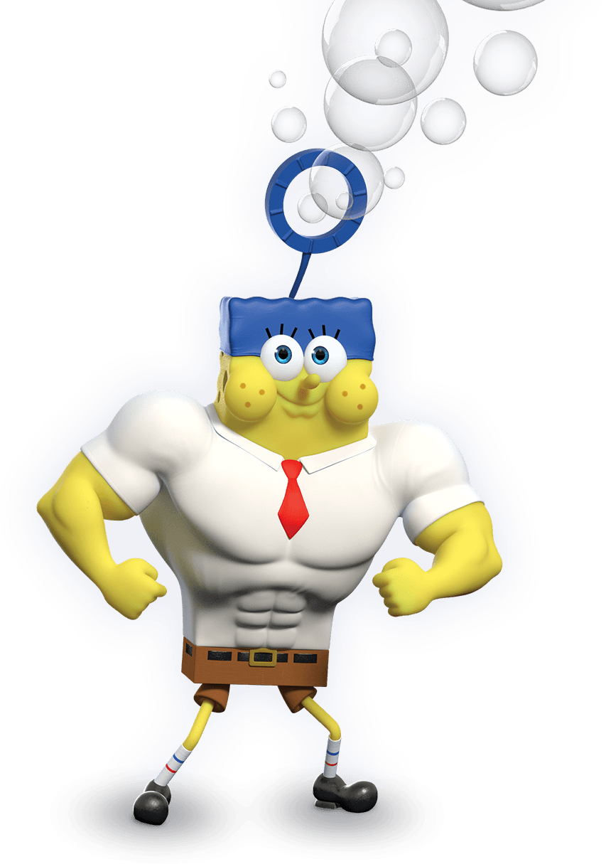 Invincibubble Spongebob - Spongebob Being A Superhero (853x1215), Png Download