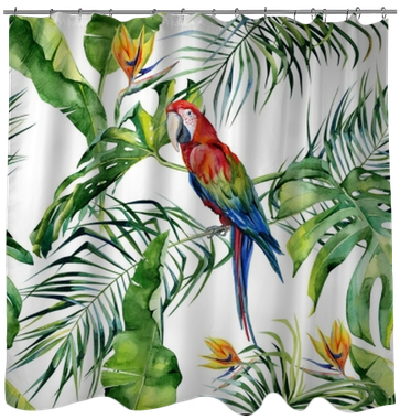 Seamless Watercolor Illustration Of Tropical Leaves, - Macaw (400x400), Png Download