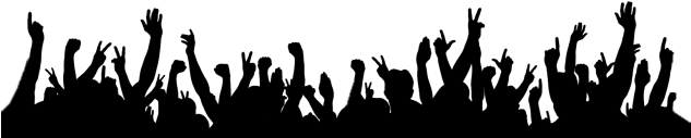 Silhouette People Raising Hands (632x300), Png Download