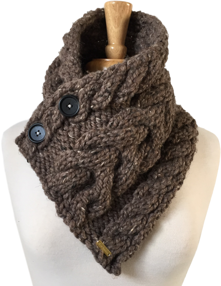 Cabled Button Scarf - Wool (1023x1024), Png Download