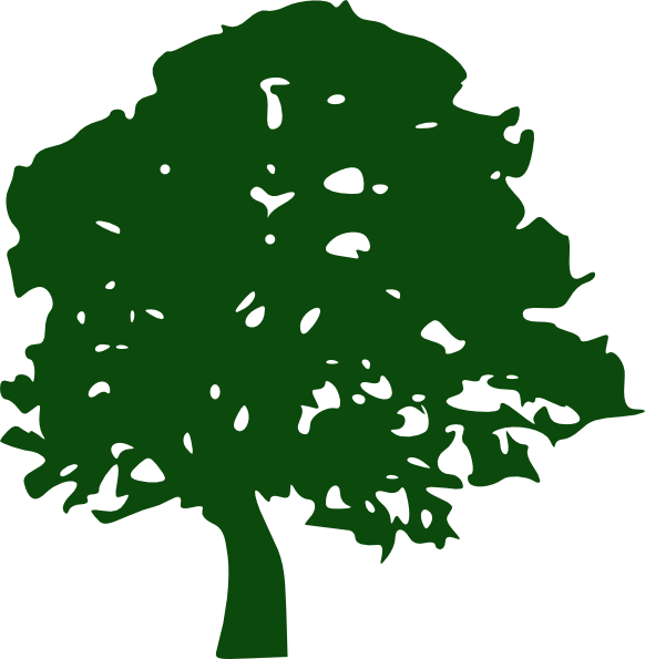Oak Tree Clip Art - Green Oak Tree Silhouette (582x595), Png Download