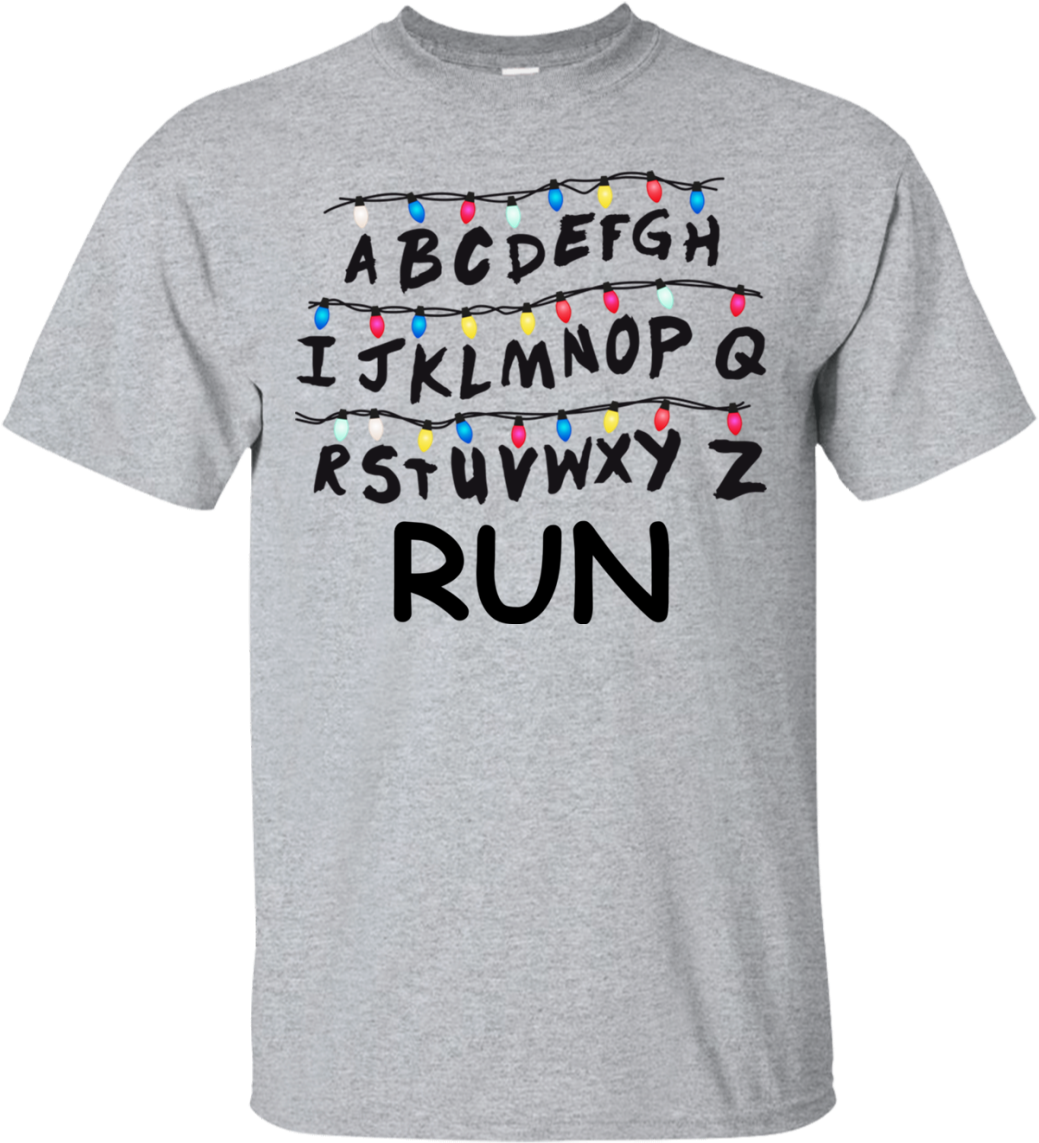 Stranger Things Run Shirt, Hoodie, Tank - Stranger Things Alphabet Tank Top Vest Lights Ghost (1155x1155), Png Download