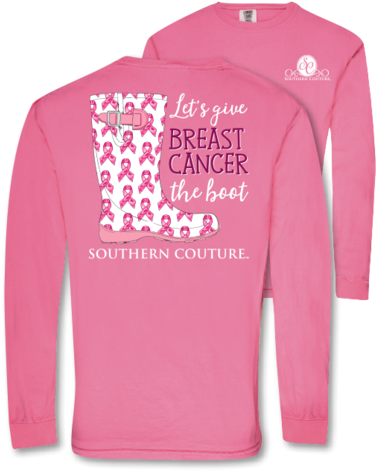Southern Couture Give Breast Cancer The Boot Comfort - Southern Couture, Comfort Colors, Breast Cancer Boot, (429x480), Png Download