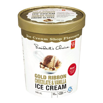 Pc Ice Cream Shop Gold Ribbon Chocolate & Vanilla Ice - Presidents Choice Ice Cream (420x420), Png Download