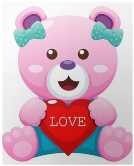 Illustration Of Teddy Bear With Heart Vector Poster - Teddy Bear (400x400), Png Download