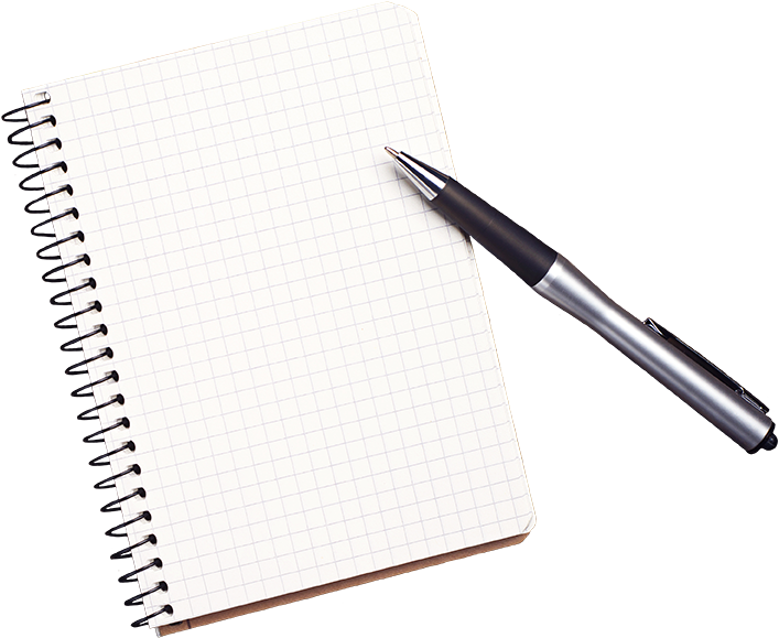 Notebook And Pen Png - Notebook With Pen Png (743x617), Png Download