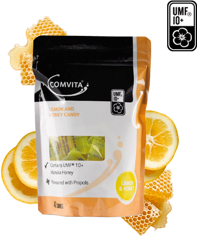 Shop Manuka Honey Lozenges With Propolis 40s - Comvita Manuka Honey And Lemon (420x480), Png Download