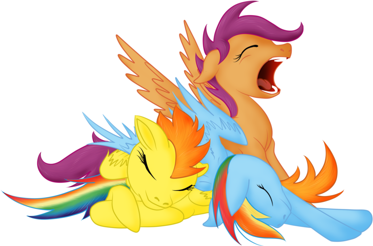 Dreamscape195, Cuddle Puddle, Cuddling, Rainbow Dash, - Mlp Snuggle Scootaloo (1280x853), Png Download