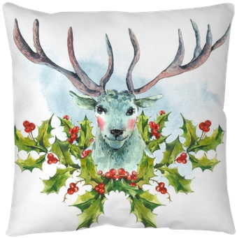 Watercolor Greeting Card, Snow White Deer With Holly - Michel Design Works Christmas Pine Vanity Decoupage (400x400), Png Download