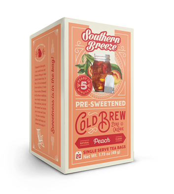 Peach Cold Brew Sweet Tea - Southern Breeze Pre Sweetened Raspberry Tea (500x500), Png Download