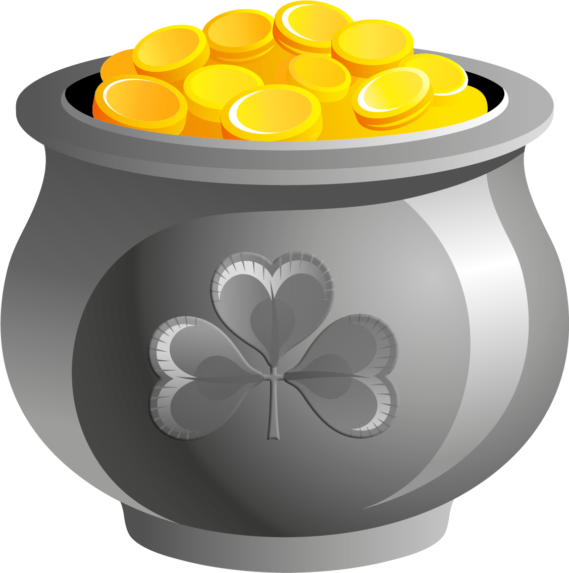 St Patrick Pot Of Gold With Coins Png Picture - Gold (1179x1178), Png Download