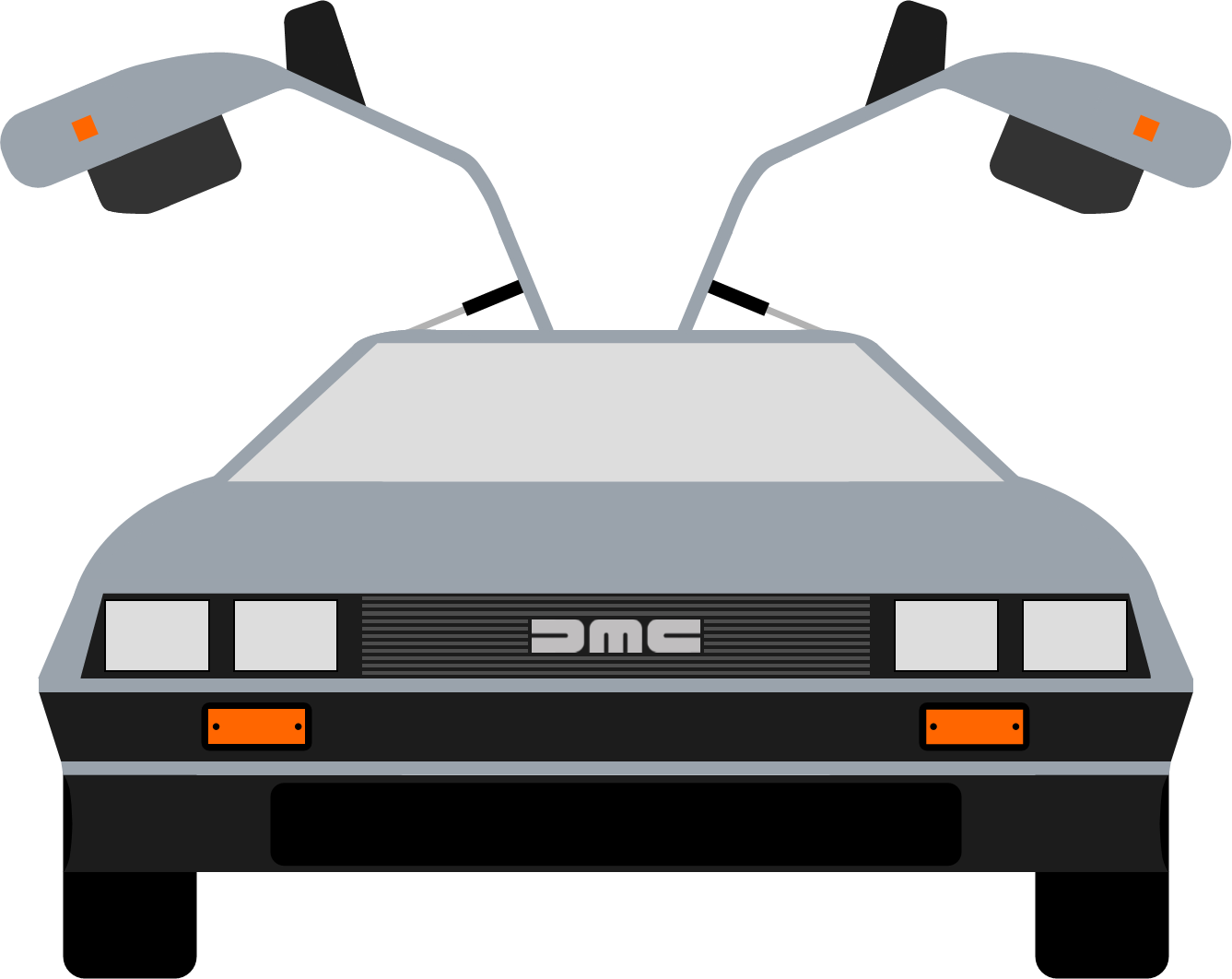 Car Clipart Backside - Delorean Back To The Future Clipart (1337x1062), Png Download