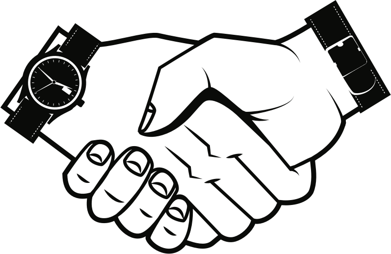 Medium Image - Shaking Hands Clipart Black And White (797x518), Png Download