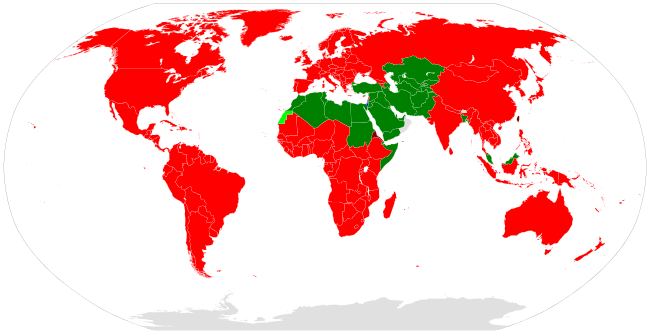 Members Of The International Federation Of Red Cross - Red And Blue Map Of The World (650x334), Png Download