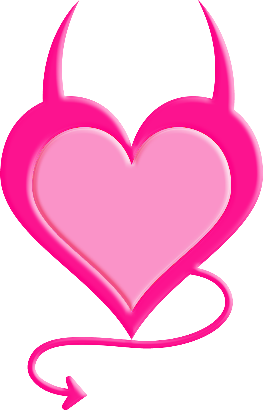 Pink Devil Heart (971x1456), Png Download