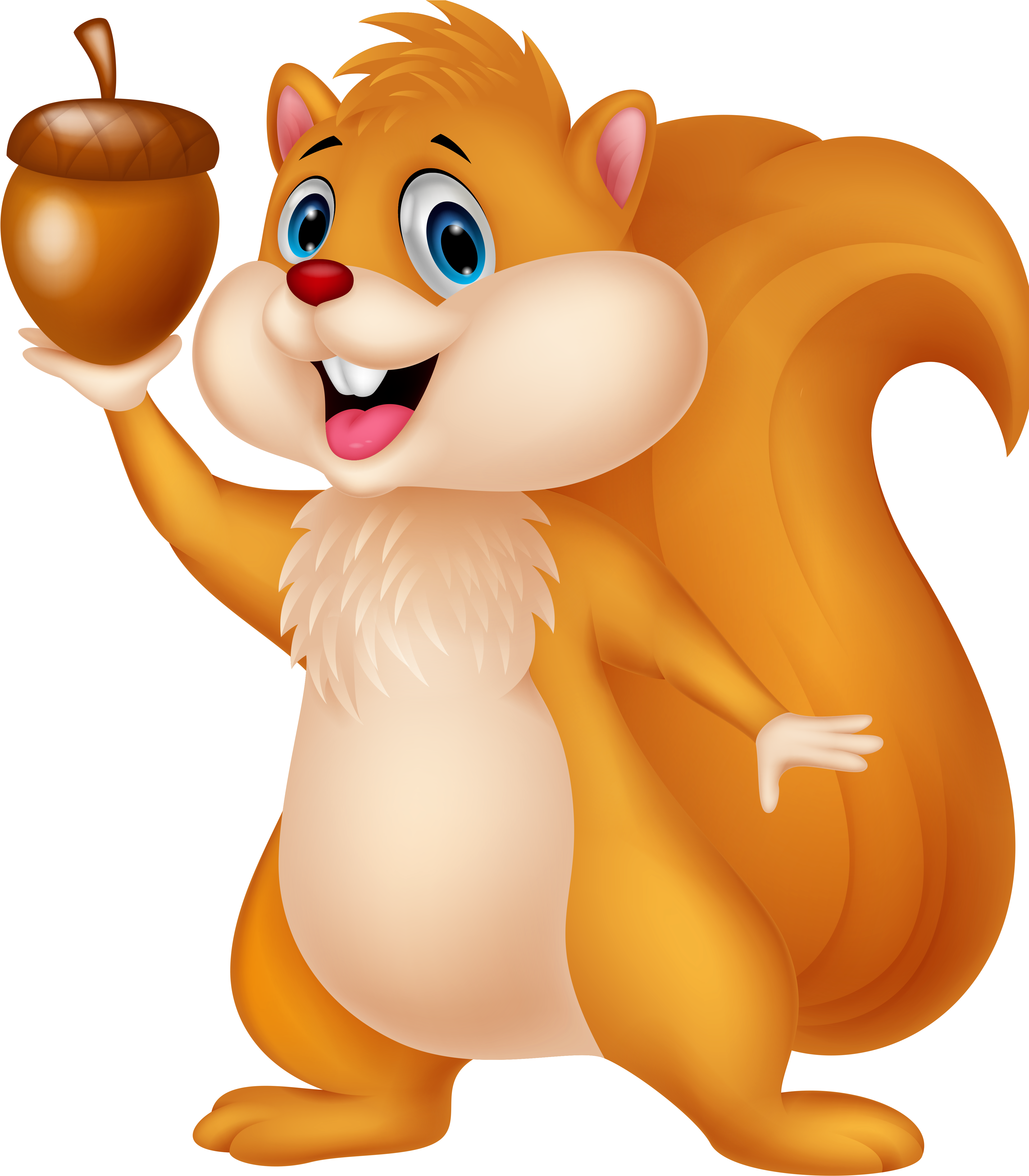 Cute Squirrel With Acorn Png Cartoon Clipart - Squirrel With Acorn Clipart (4588x5312), Png Download