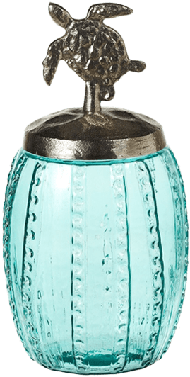 Blue & Silver Sea Turtle Canister - Ceramic (600x600), Png Download
