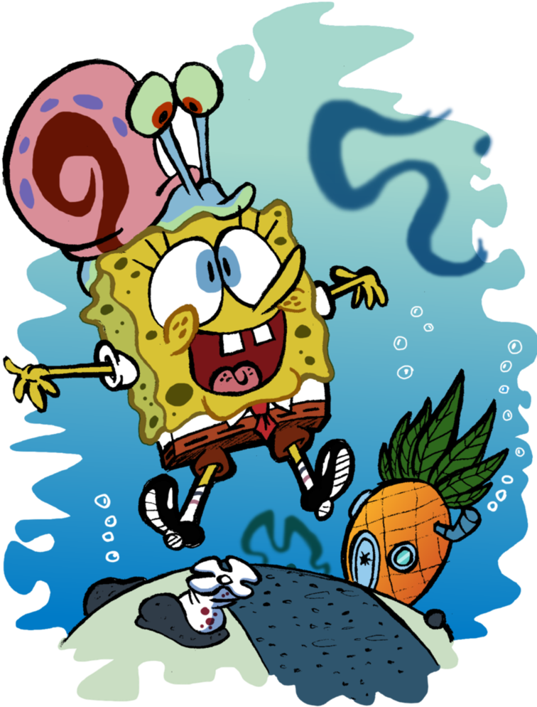 Scarce Pictures Of Spongebob And Gary By Eeyorbstudios - Spongebob And Gary Fanart (778x1026), Png Download