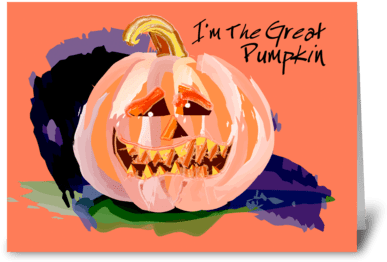 Pumpkin Head Greeting Card - Calabaza (424x349), Png Download