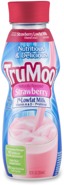 Trumoo 1% Lowfat Strawberry Milk - Dean's Trumoo Lowfat Milk, Strawberry - 14 Fl Oz Bottle (547x900), Png Download
