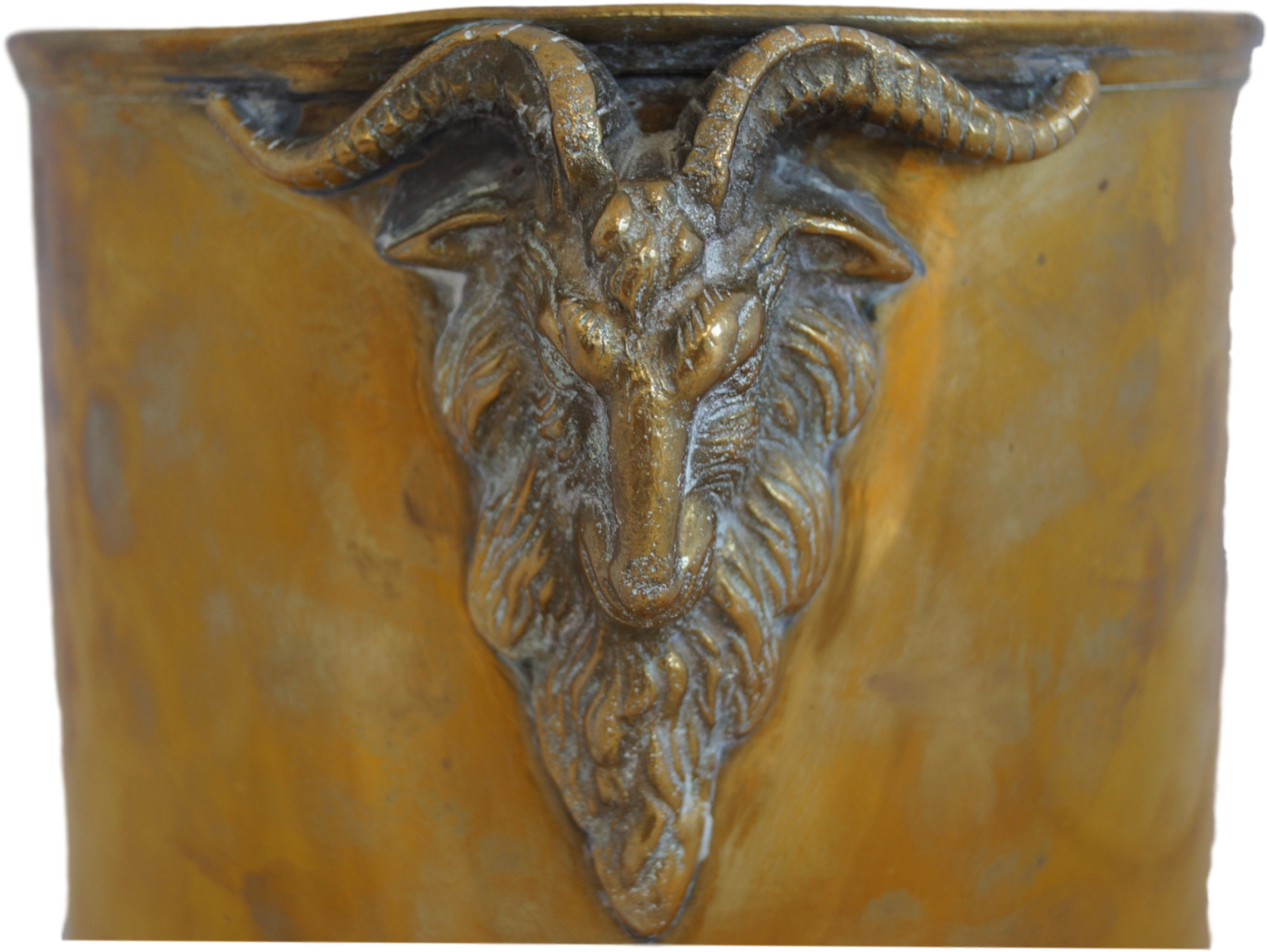 Vintage Spanish Ram's Head Brass Ice Bucket - Carving (2048x1365), Png Download