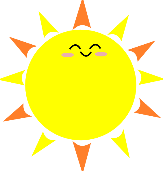 Happy Sun Clip Art At Clker - Cartoon Sun With Black Background (564x594), Png Download