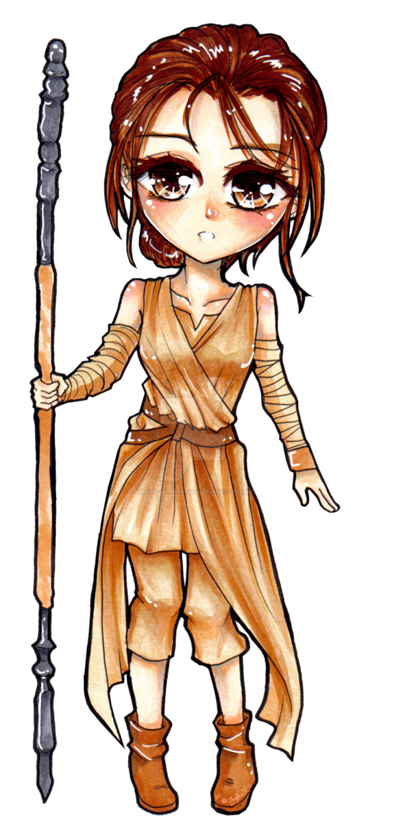 Rey Finn Darth Maul Bb-8 Star Wars - Star Wars Rey Chibi (624x1281), Png Download