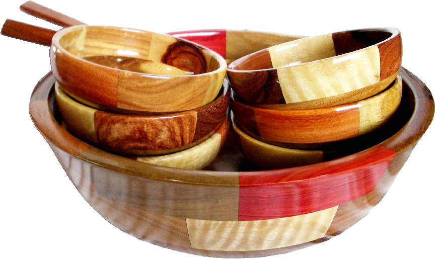 Cospring Set Of 4 Solid Wood Bowl 4.5 Inch Dia By 2-5/8 (874x532), Png Download