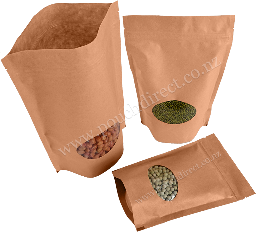 Download Transparent Kraft Brown Paper Bag Oval Window Brown Paper
