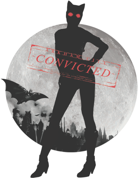 Arkham Catwoman Convicted Pullover Hoodie - T-shirt-batman-catwoman-bm2005at (526x600), Png Download