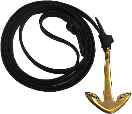 Classic Gold Anchor With Black Leather - Sata Cable (500x500), Png Download