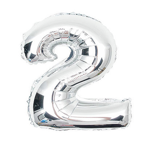 Metallic Silver Foil Number '2' Balloon - Awakingdemi Number Balloons,41cm Gold Silver Number (600x400), Png Download