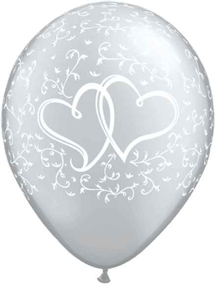 Zoom - Entwined Hearts Silver Balloons (600x600), Png Download