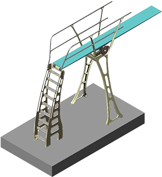 Three-meter Stand Handrails Both Sides - Diving Board 3m (640x360), Png Download
