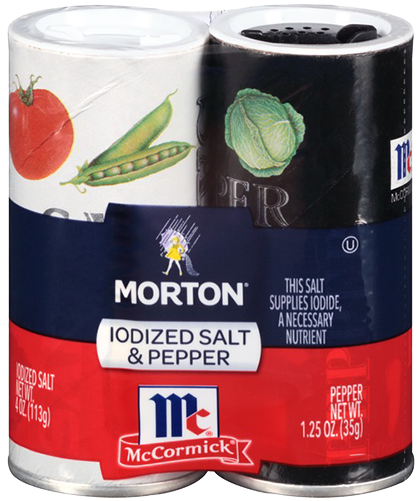 Morton, Iodized Salt & Pepper Shaker Duo Pack, (500x500), Png Download