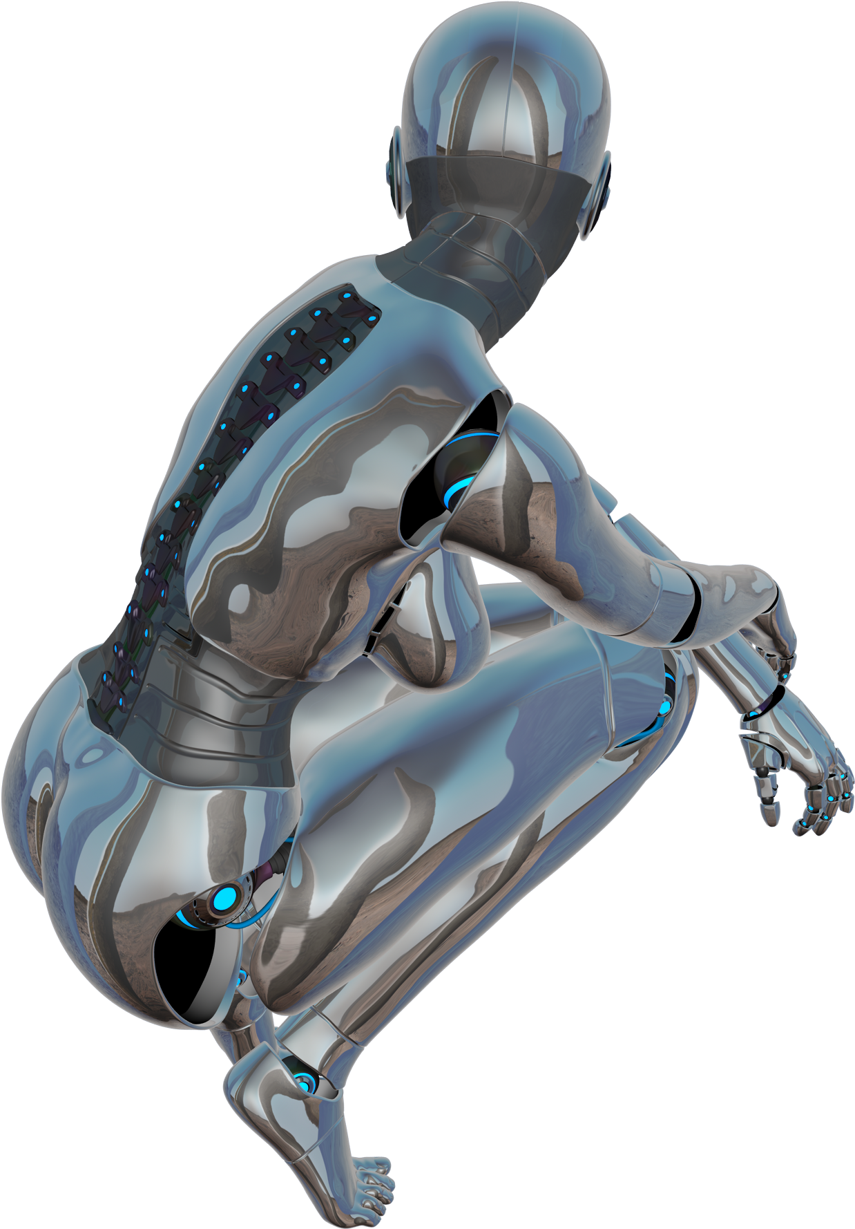Girl Woman Posing Back Robot - Back Of Robot Png (1937x2000), Png Download
