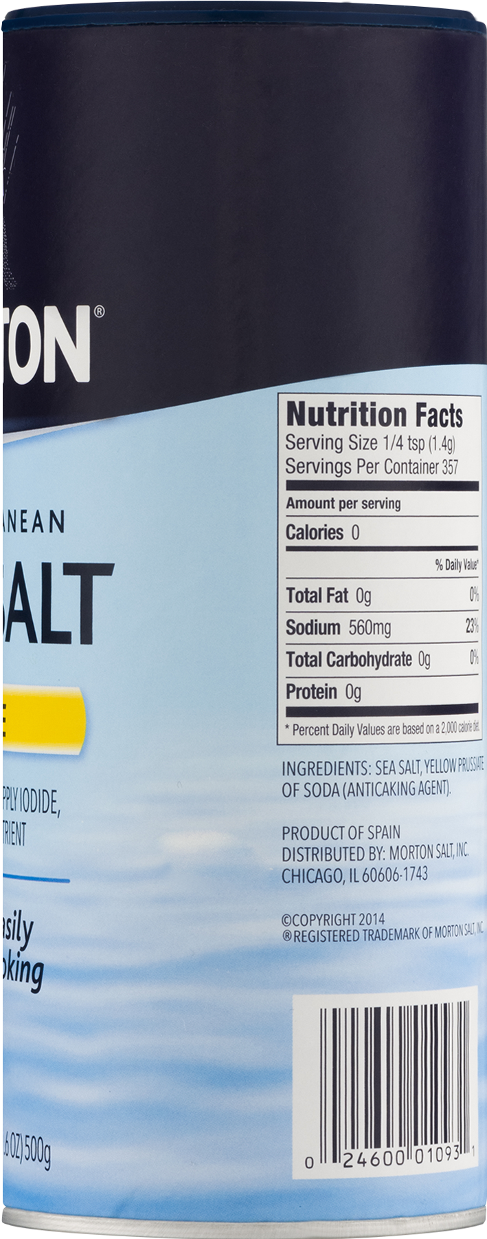 Shaker Morton® Mediterranean Fine Sea Salt - Morton Sea Salt, Mediterranean, Coarse - 17.6 Oz Canister (1800x1800), Png Download