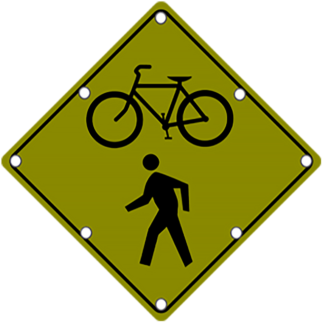 Ts40 - Yellow Diamond Bike And Pedestrian Crossing Signs (416x416), Png Download