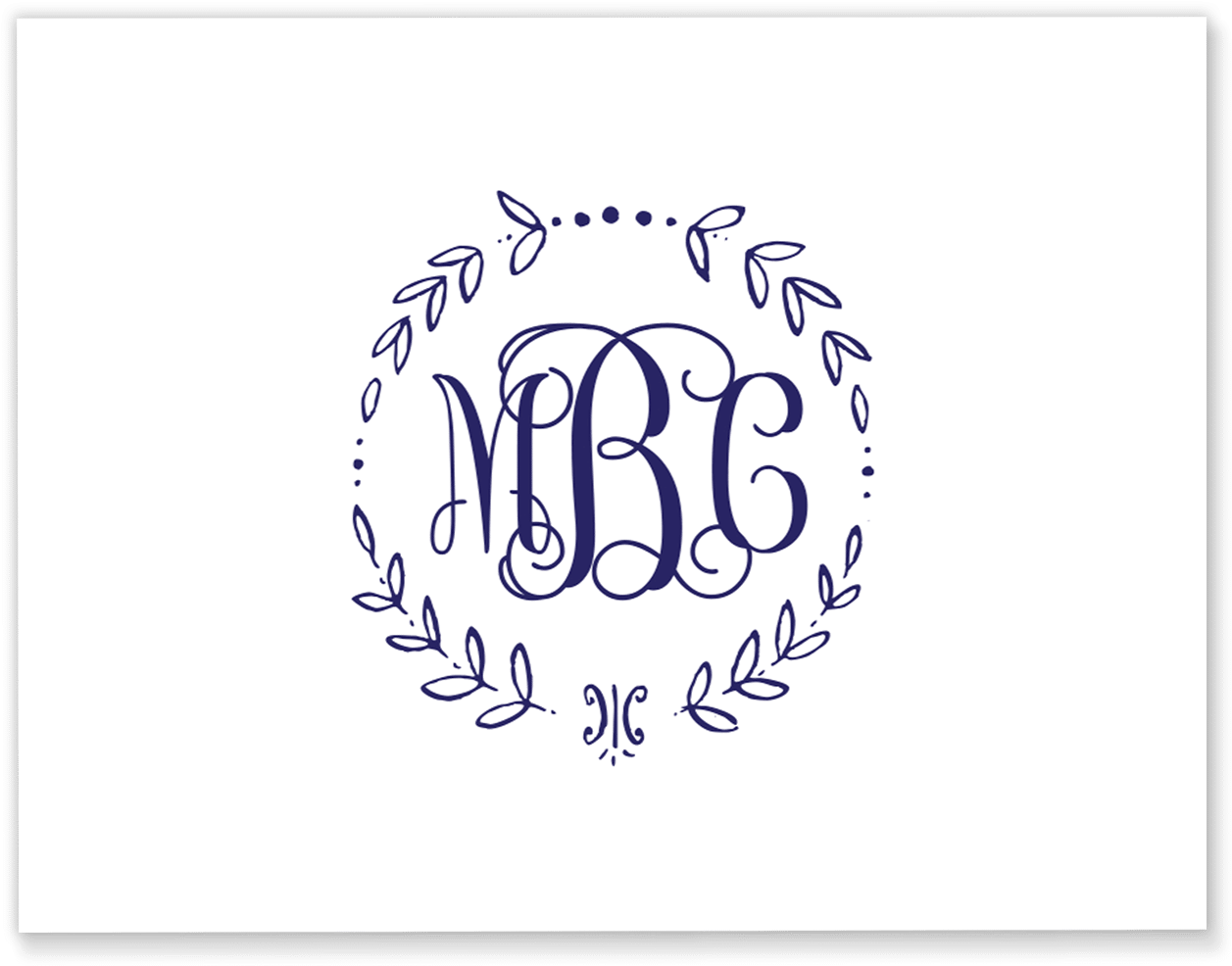 Vine Wreath Monogram Folded Note Card - Belvedere Designs Llc Grateful Thankful Blessed Calligraphy (1500x1073), Png Download