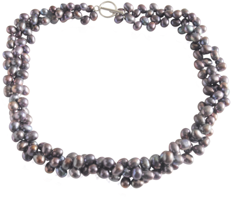 Brown Twisted Double Strand Freshwater Pearl Necklace - Necklace (480x480), Png Download