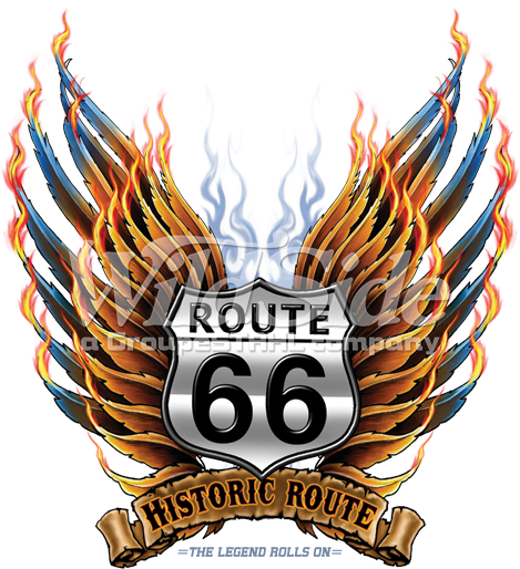 Route 66 Historic Route Spread Wings - Imshirt Route 66 - Flügel Und Flammen (525x525), Png Download