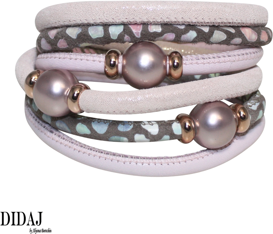 Didaj Pearl Baby Pink Mosaic Italian Wrap Leather Bracelet - Didaj Italian Pink Leather Bracelet With Mouve Mother (1000x1000), Png Download