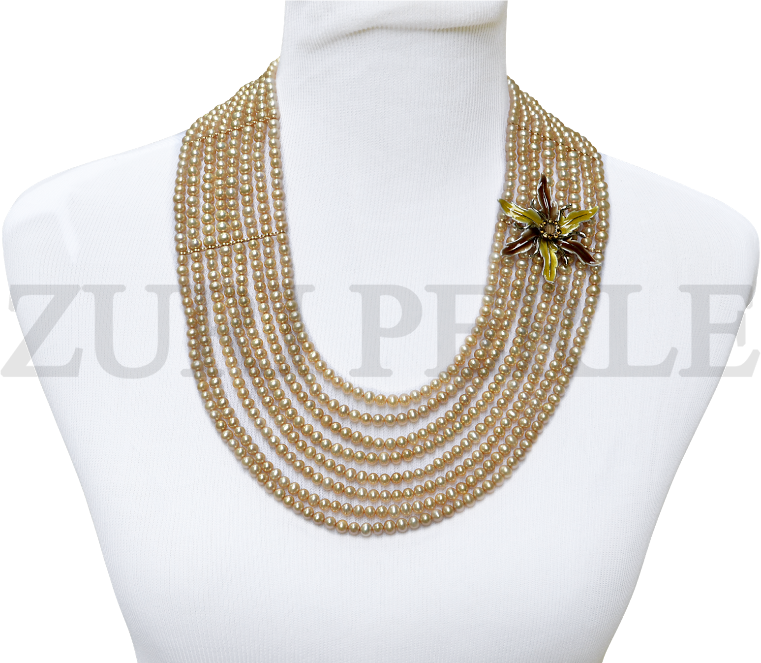 Champagne Fresh Water Pearls Zuri Perle Necklace Earrings - Pearl (1600x1346), Png Download